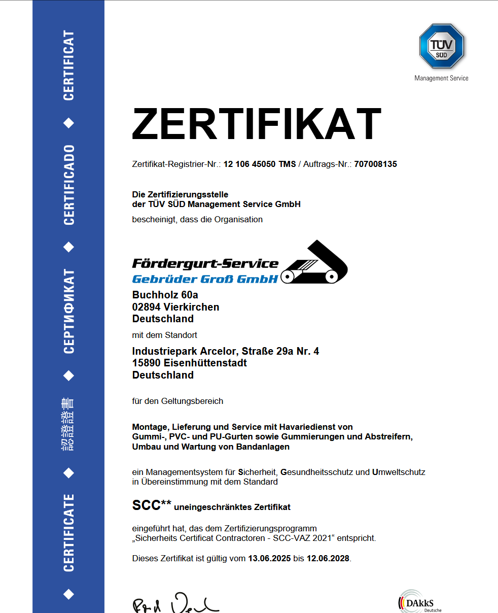 SCC**-Zertifikat
Eisenhüttenstadt (DE)
